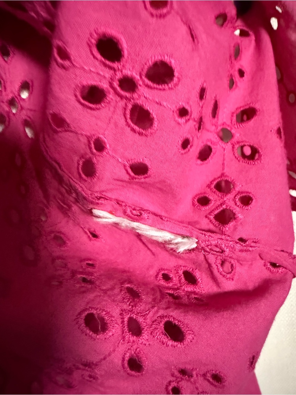 Lauren Ralph Lauren Hot Pink Eyelet Button Up Collared Long Sleeve Shirt Size SP - Picture 10 of 10